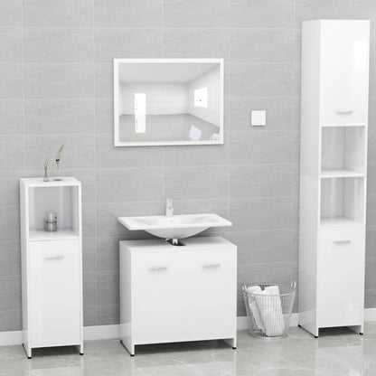 Mobile da Bagno Bianco Lucido 60x33x61 cm in Legno Multistrato - homemem39