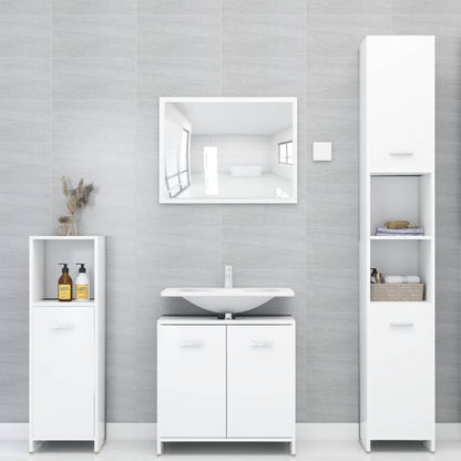 Armadio da Bagno Bianco 30x30x95 cm in Legno Multistrato - homemem39