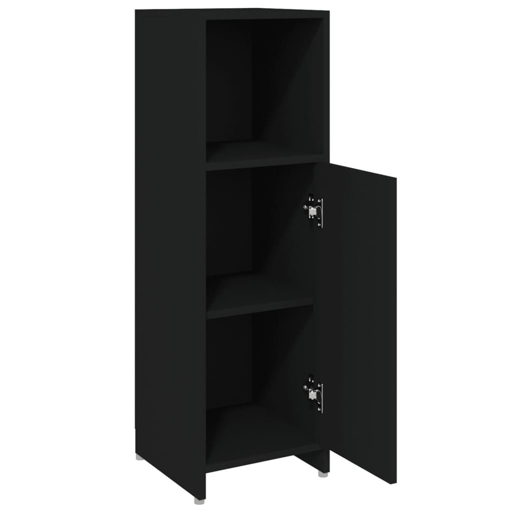 Mobile da Bagno Nero 30x30x95 cm in Legno Multistrato | homemem39