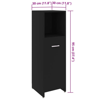 Mobile da Bagno Nero 30x30x95 cm in Legno Multistrato | homemem39