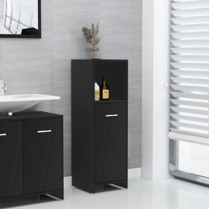 Mobile da Bagno Nero 30x30x95 cm in Legno Multistrato | homemem39