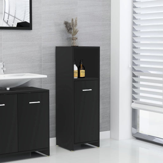 Mobile da Bagno Nero 30x30x95 cm in Legno Multistrato | homemem39