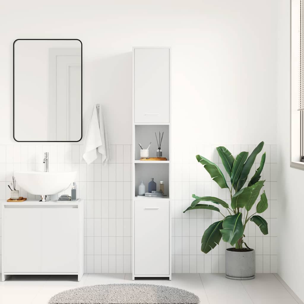 Mobile da Bagno Bianco 30x30x183,5 cm in Legno tecnico