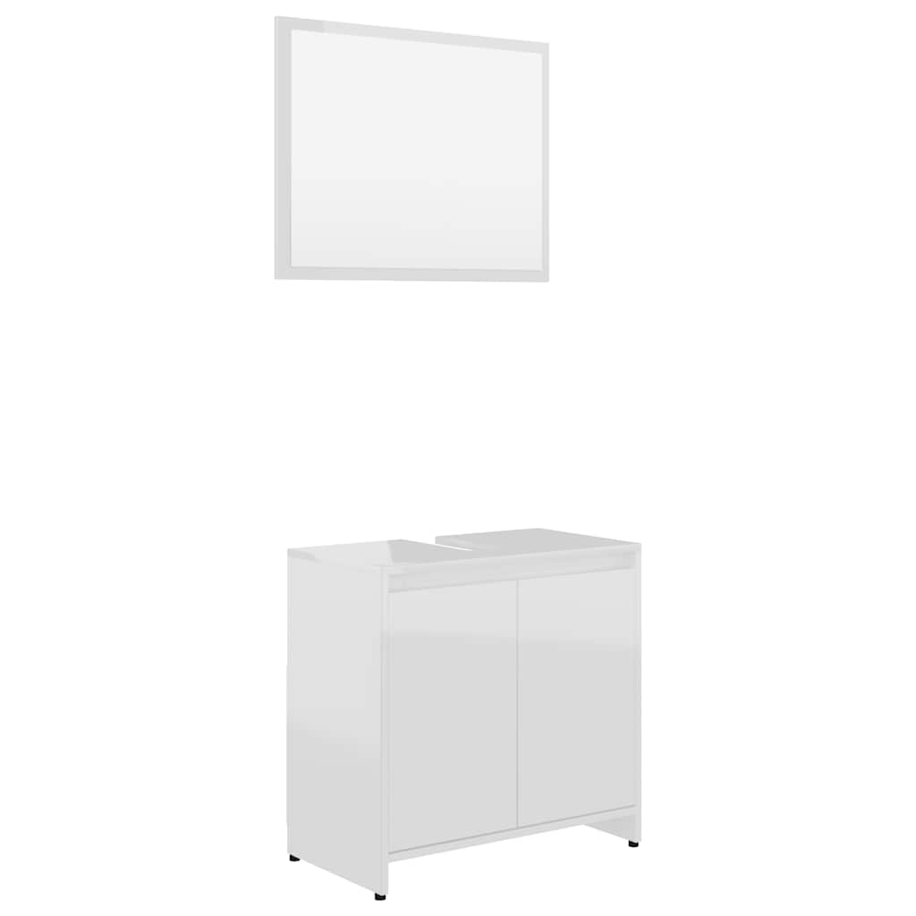 Set Mobili da Bagno Bianco Lucido in Legno Multistrato | homemem39