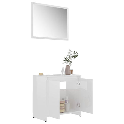Set Mobili da Bagno Bianco Lucido in Legno Multistrato | homemem39