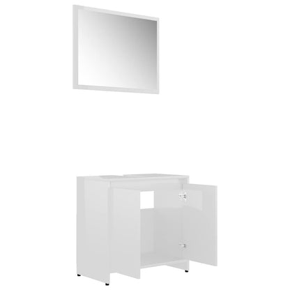 Set Mobili da Bagno Bianco Lucido in Legno Multistrato | homemem39