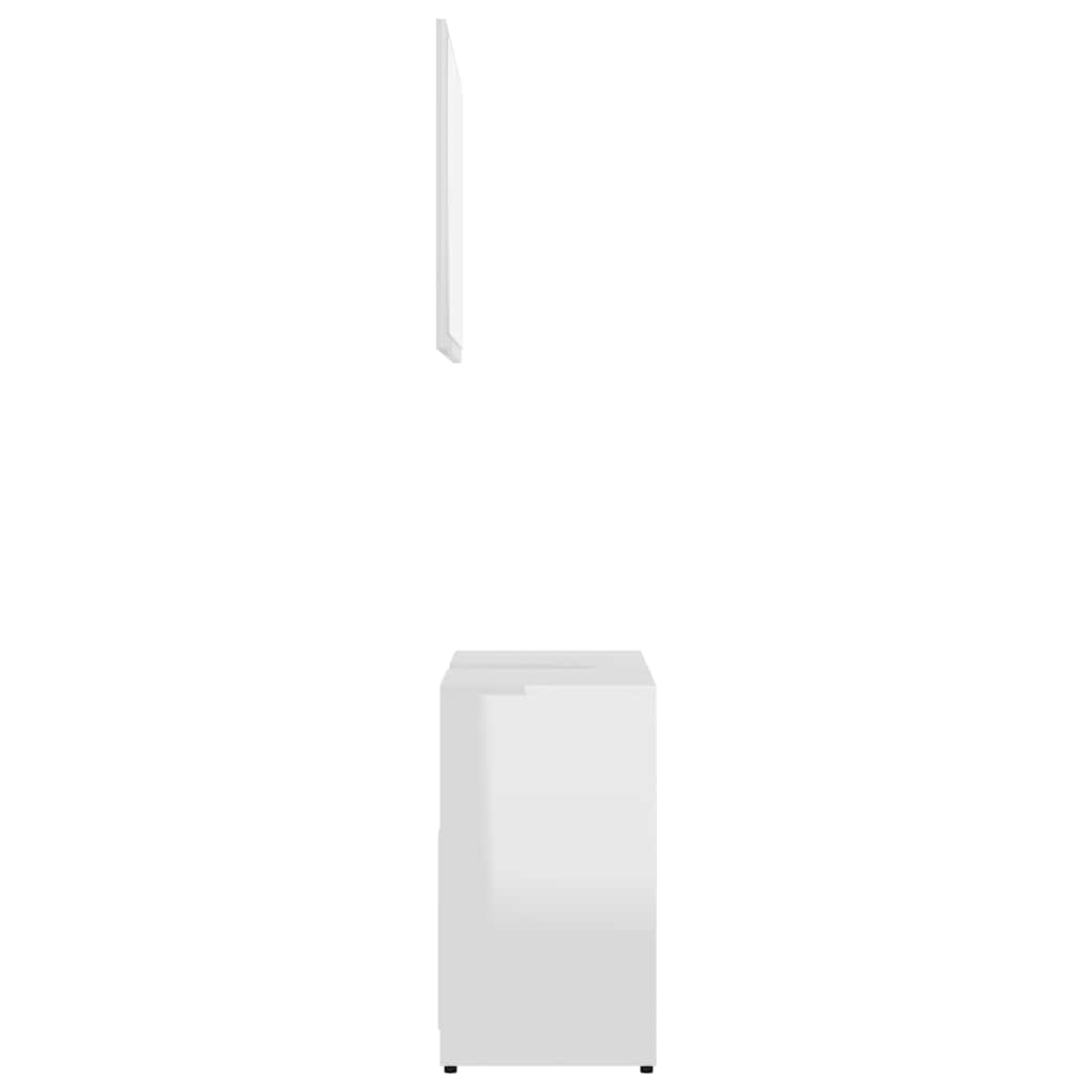 Set Mobili da Bagno Bianco Lucido in Legno Multistrato | homemem39