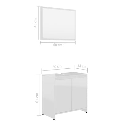 Set Mobili da Bagno Bianco Lucido in Legno Multistrato | homemem39