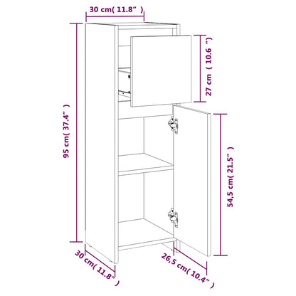 Armadio da Bagno Bianco 30x30x95 cm in Legno Multistrato | homemem39