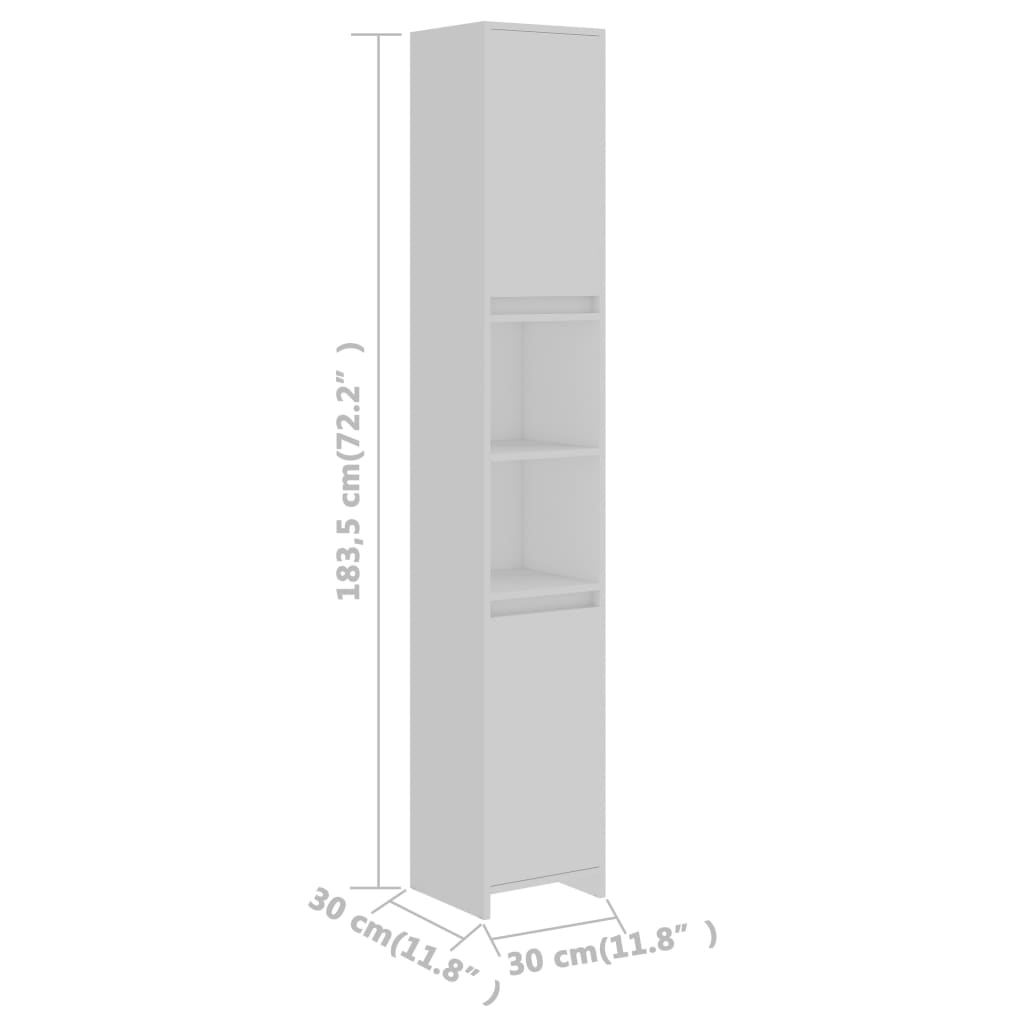 Mobile da Bagno Bianco 30x30x183,5 cm in Legno Multistrato | homemem39