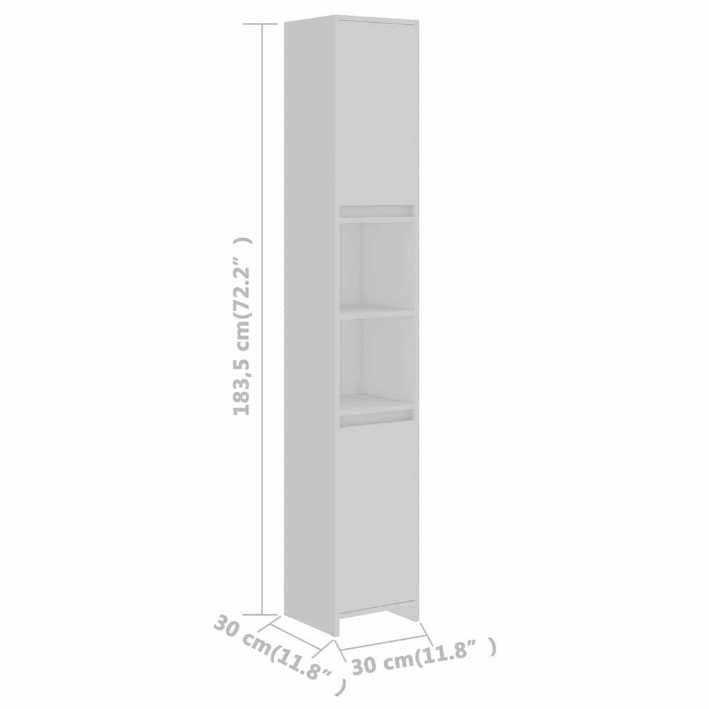 Mobile da Bagno Bianco 30x30x183,5 cm in Legno Multistrato