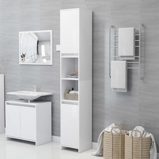 Mobile da Bagno Bianco 30x30x183,5 cm in Legno Multistrato | homemem39