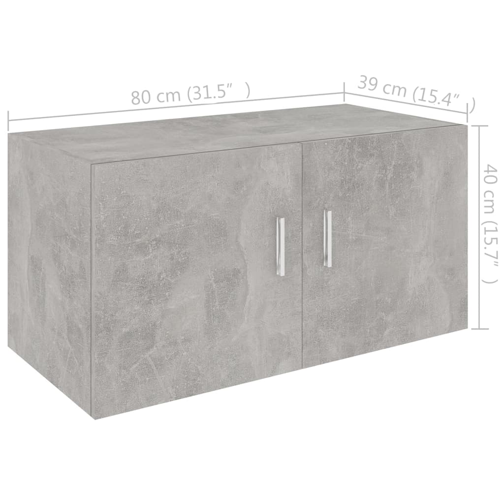 Armadietto Parete Grigio Cemento 80x39x40 cm Legno Multistrato | homemem39