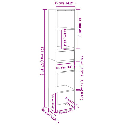 Libreria Grigio Cemento 36x30x171 cm in Legno Multistrato | homemem39