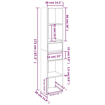 Libreria Grigio Cemento 36x30x171 cm in Legno Multistrato