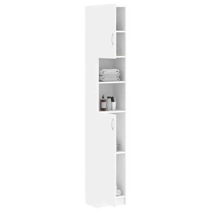 Armadio da Bagno Bianco 32x25,5x190 cm in Legno Ingegnerizzato