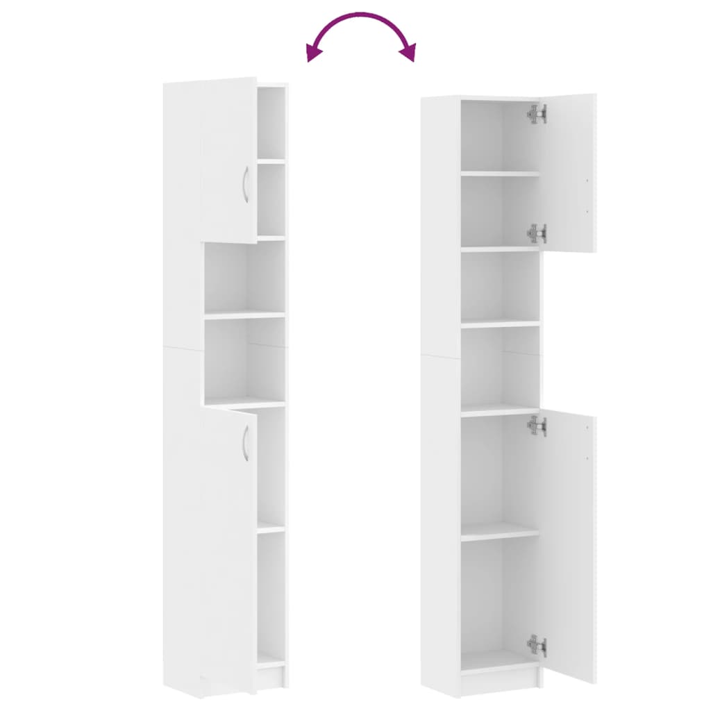 Armadio da Bagno Bianco 32x25,5x190 cm in Legno Ingegnerizzato | homemem39