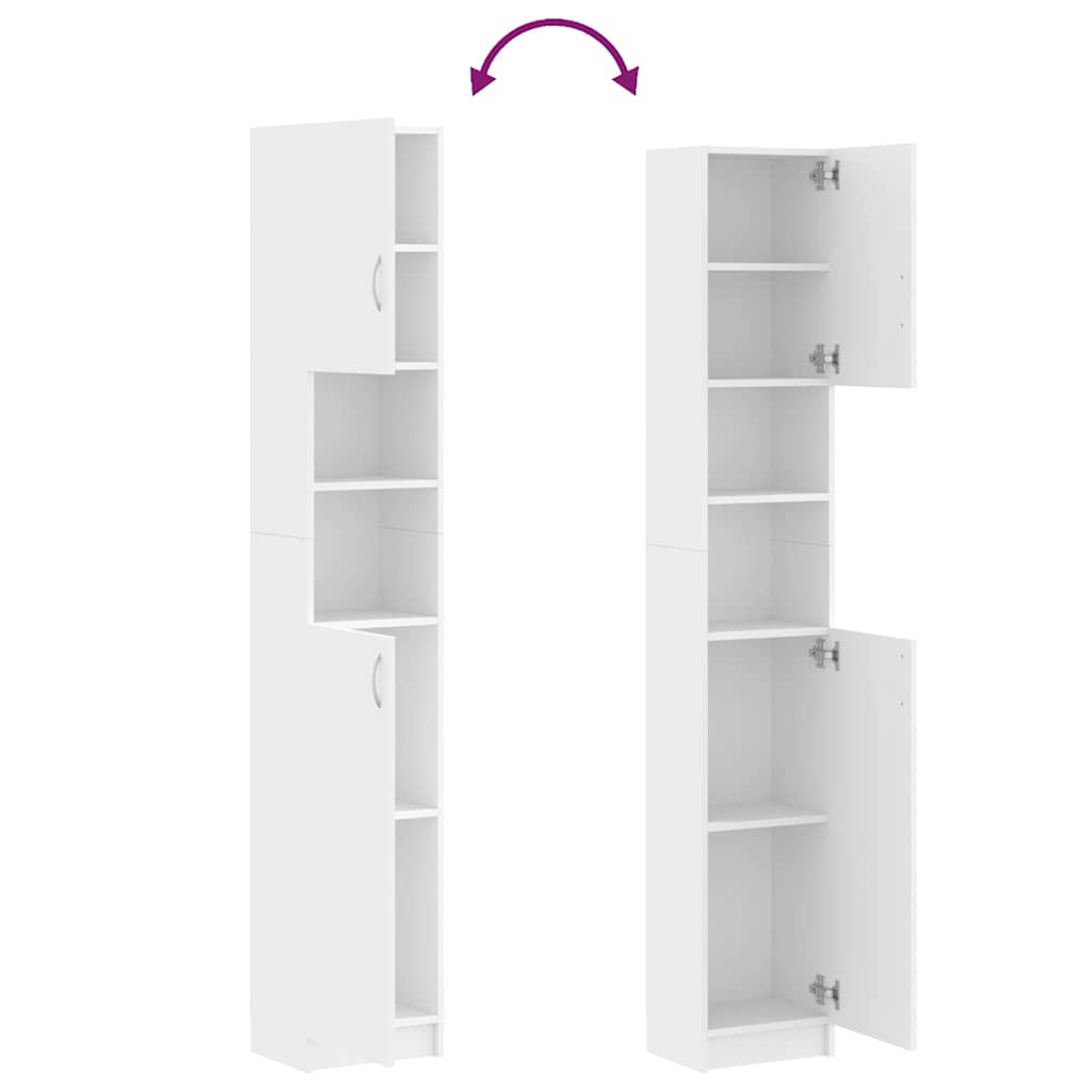 Armadio da Bagno Bianco 32x25,5x190 cm in Legno Ingegnerizzato
