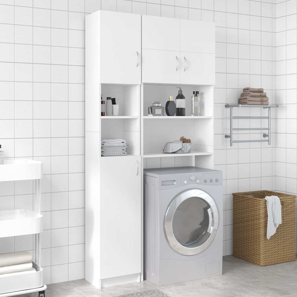 Armadio da Bagno Bianco 32x25,5x190 cm in Legno Ingegnerizzato