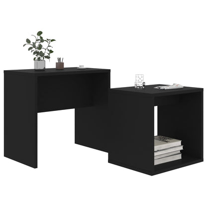 Set Tavolini da Salotto Nero 48x30x45 cm in Legno Multistrato | homemem39