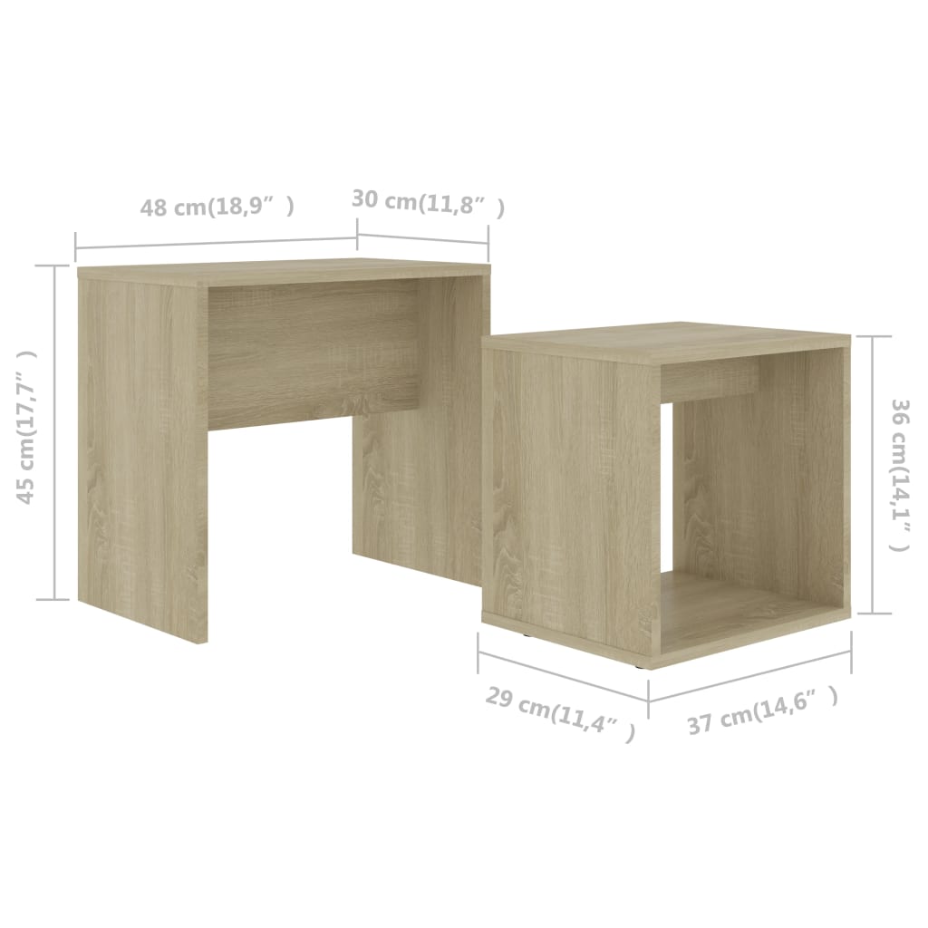 Set Tavolini Salotto Rovere Sonoma 48x30x45cm Legno Multistrato | homemem39