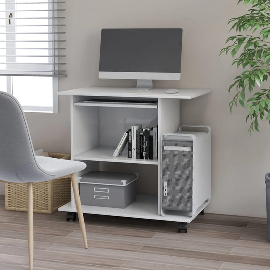 Scrivania ad Angolo Bianca 80x50x75 cm in Legno Multistrato - homemem39