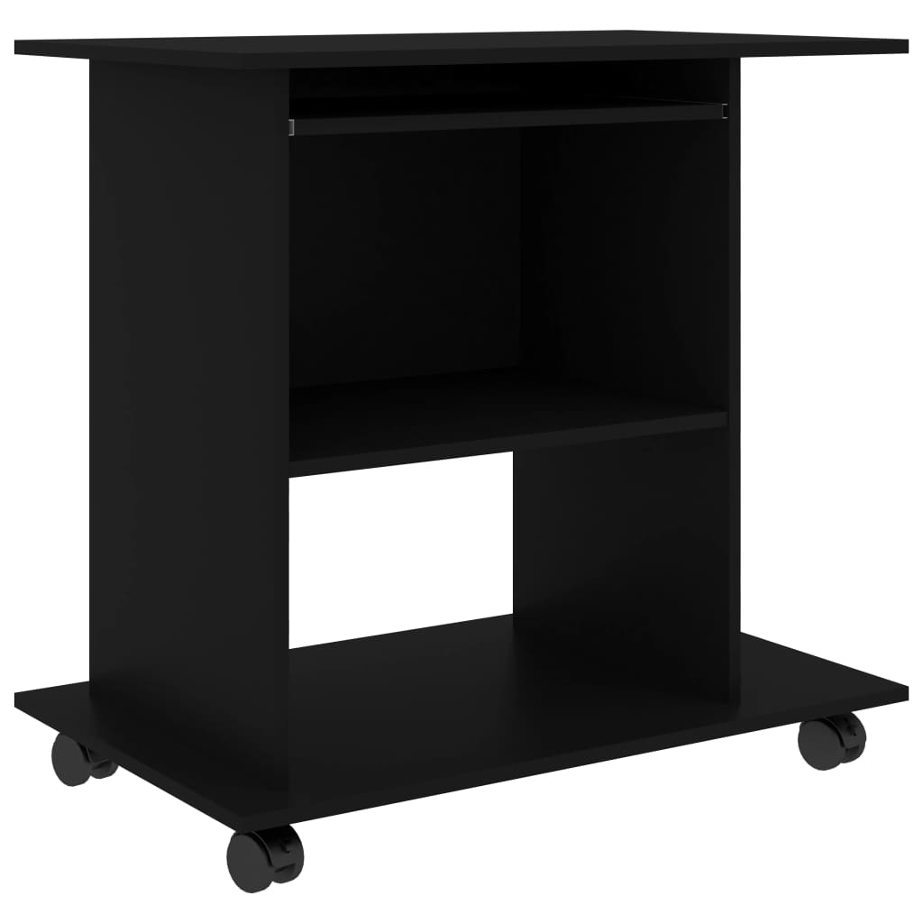Scrivania da Computer Nera 80x50x75 cm in Legno Multistrato - homemem39