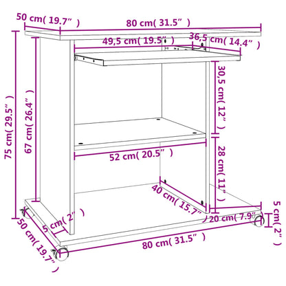 Scrivania Computer Rovere Sonoma 80x50x75 cm Legno Multistrato - homemem39