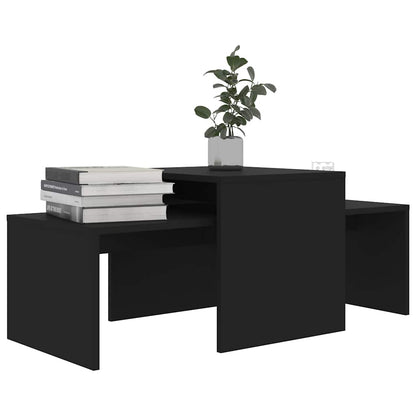 Set Tavolini da Salotto Nero 100x48x40 cm in Legno Multistrato | homemem39
