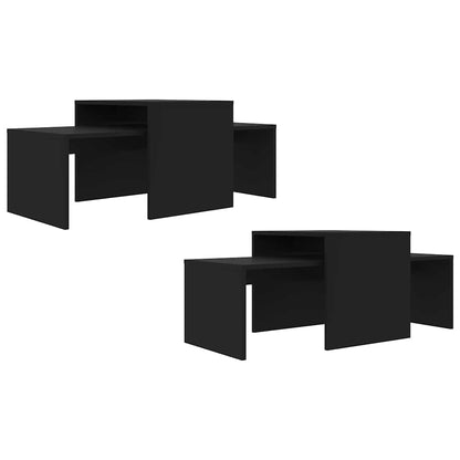 Set Tavolini da Salotto Nero 100x48x40 cm in Legno Multistrato | homemem39