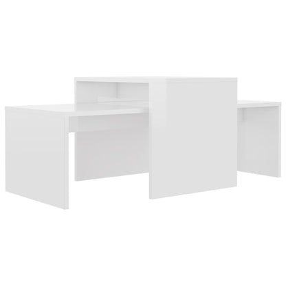 Set Tavolini da Salotto Bianco Lucido 100x48x40 cm Multistrato | homemem39
