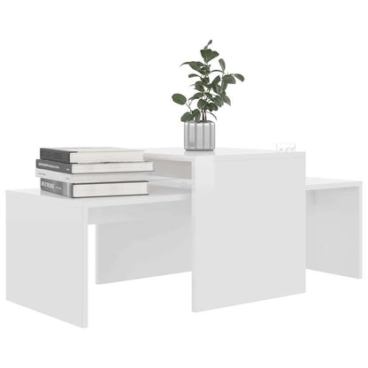 Set Tavolini da Salotto Bianco Lucido 100x48x40 cm Multistrato