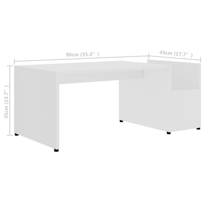 Tavolino da Salotto Bianco 90x45x35 cm in Legno Multistrato | homemem39