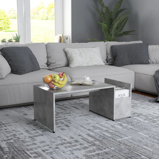 Tavolino da Salotto Grigio Cemento 90x45x35cm Legno Multistrato | homemem39