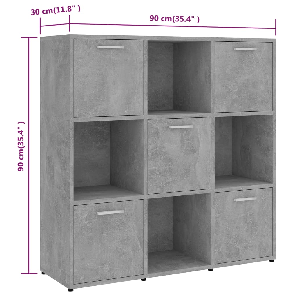Libreria Grigio Cemento 90x30x90 cm in Legno Multistrato | homemem39