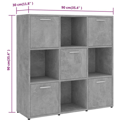 Libreria Grigio Cemento 90x30x90 cm in Legno Multistrato | homemem39