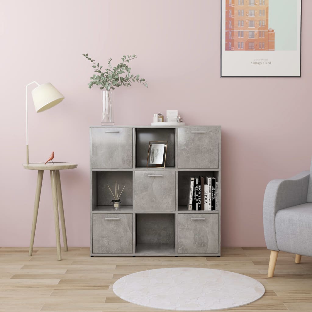 Libreria Grigio Cemento 90x30x90 cm in Legno Multistrato | homemem39