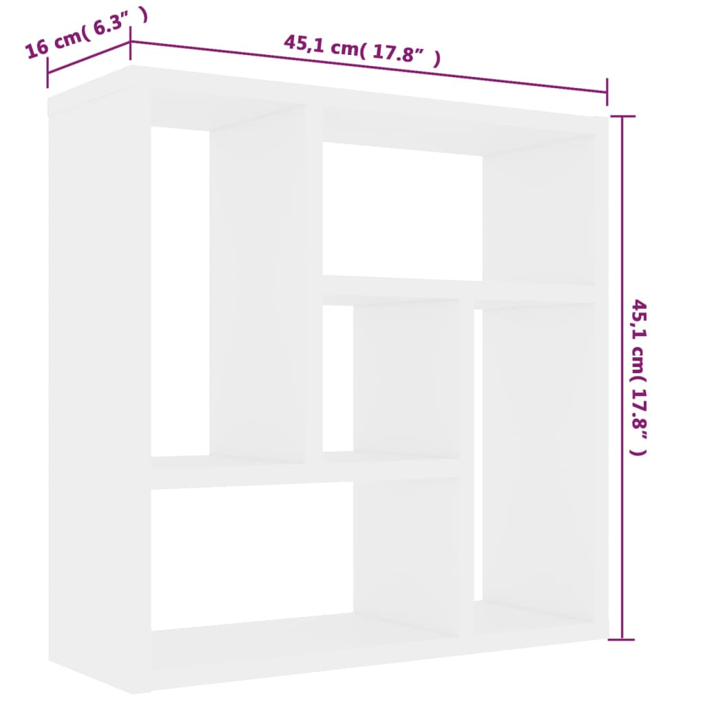 Scaffale a Parete Bianco 45,1x16x45,1 cm in Legno Multistrato | homemem39