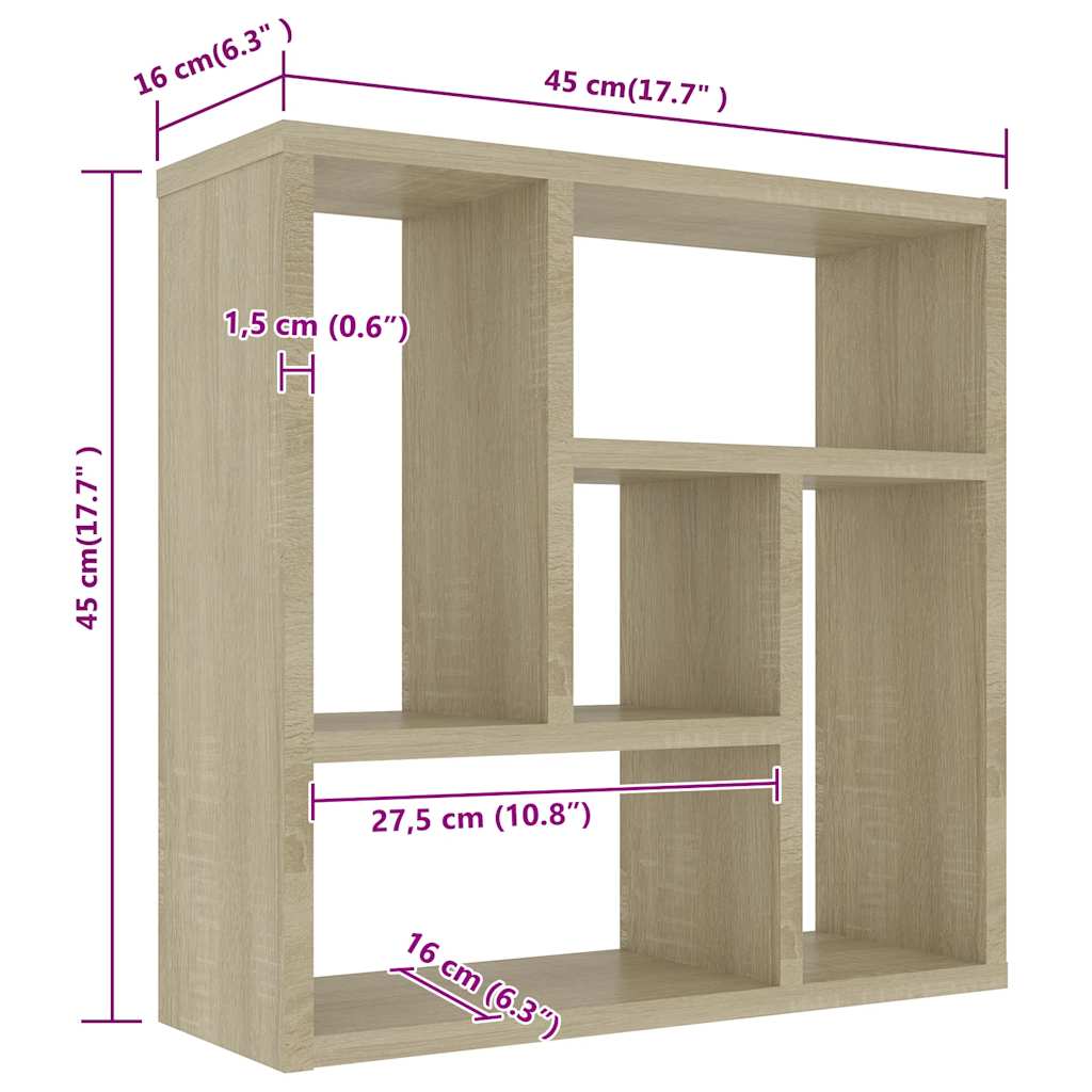 Scaffale Parete Rovere Sonoma 45,1x16x45,1 cm Legno Multistrato | homemem39