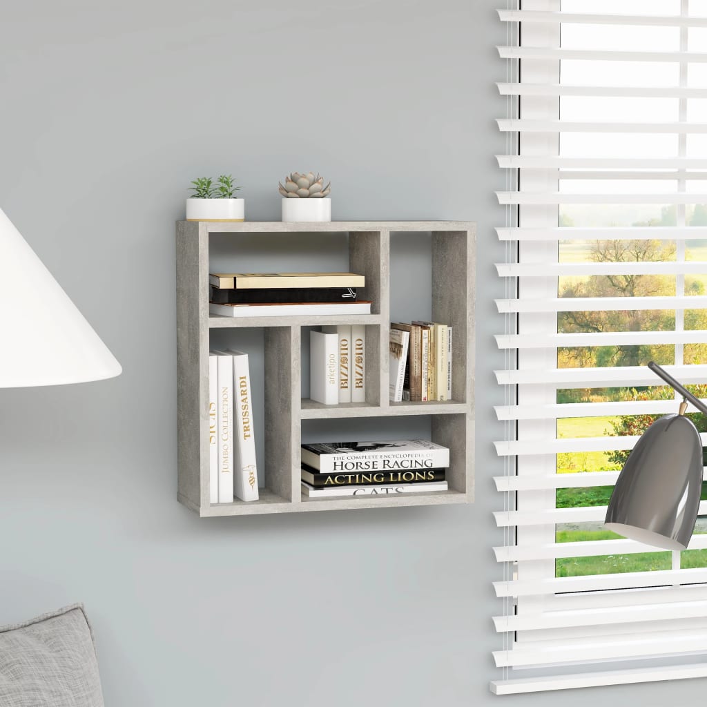 Scaffale a Parete Grigio Cemento 45,1x16x45,1 Legno Multistrato | homemem39