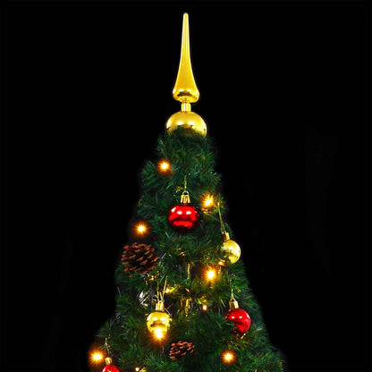 Albero di Natale Preilluminato con Palline Verde 150 cm