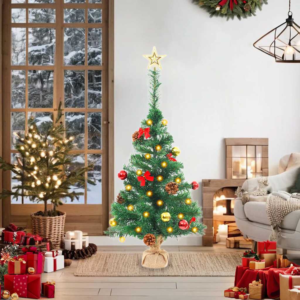 Albero di Natale Preilluminato con Palline Verde 64 cm - homemem39