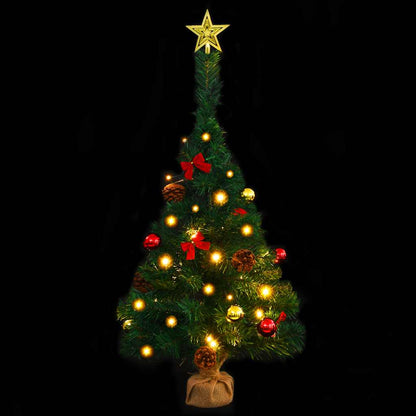 Albero di Natale Preilluminato con Palline Verde 64 cm - homemem39