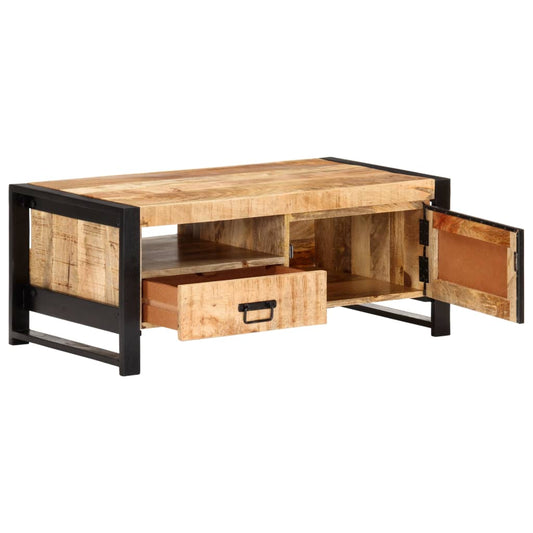Tavolino da Salotto 100x50x40 cm in Legno Grezzo di Mango | homemem39
