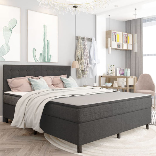 Letto a Molle Grigio Scuro in Tessuto 160x200 cm | homemem39