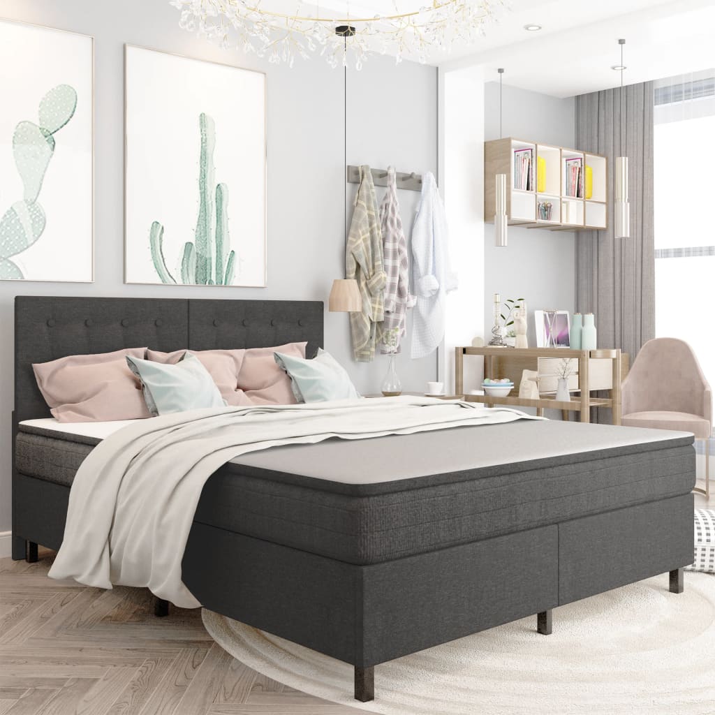 Letto a Molle Grigio Scuro in Tessuto 180x200 cm | homemem39