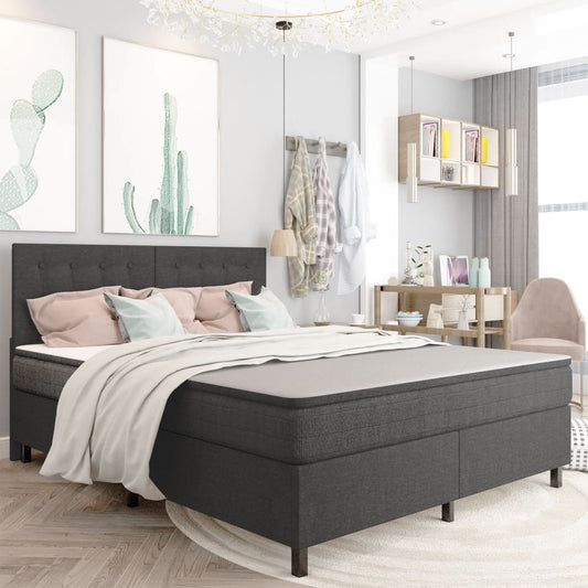 Letto a Molle Grigio Scuro in Tessuto 180x200 cm | homemem39