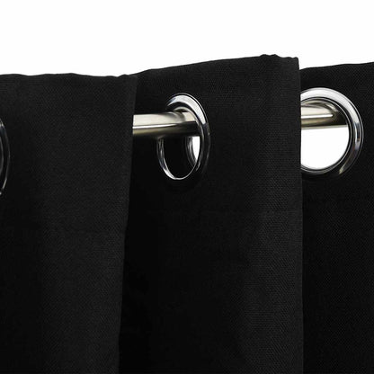 Tende Oscuranti Effetto Lino con Occhielli 2 pz 140x175 cm Nere | homemem39