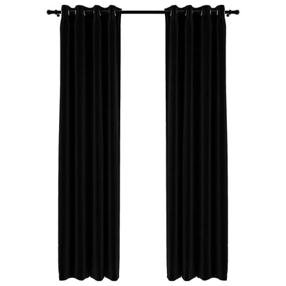 Tende Oscuranti Effetto Lino con Occhielli 2pz 140x225cm Nere | homemem39