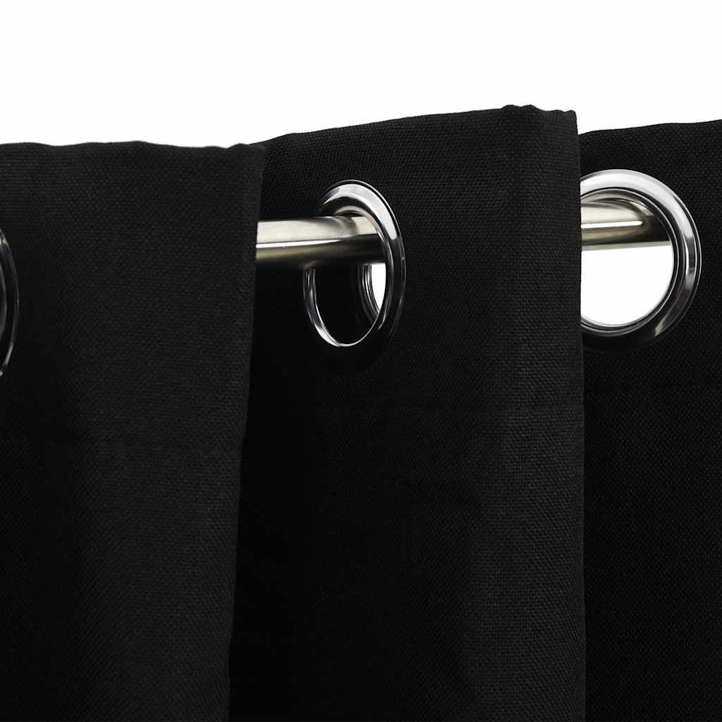 Tende Oscuranti Effetto Lino con Occhielli 2pz 140x225cm Nere | homemem39
